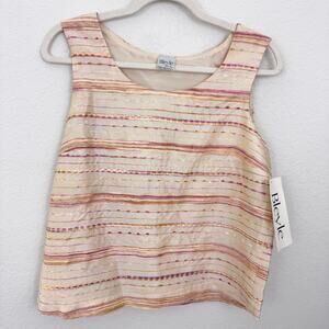 Bleyle Womens Vintage Sleeveless Blouse Size 10 P Silk Blend Minimal Summer Tan